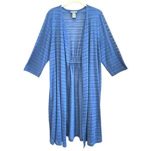 Catherine's Robin's Egg Blue, Jaquard Weave, Lightweight, Long Cardigan, Size 1X